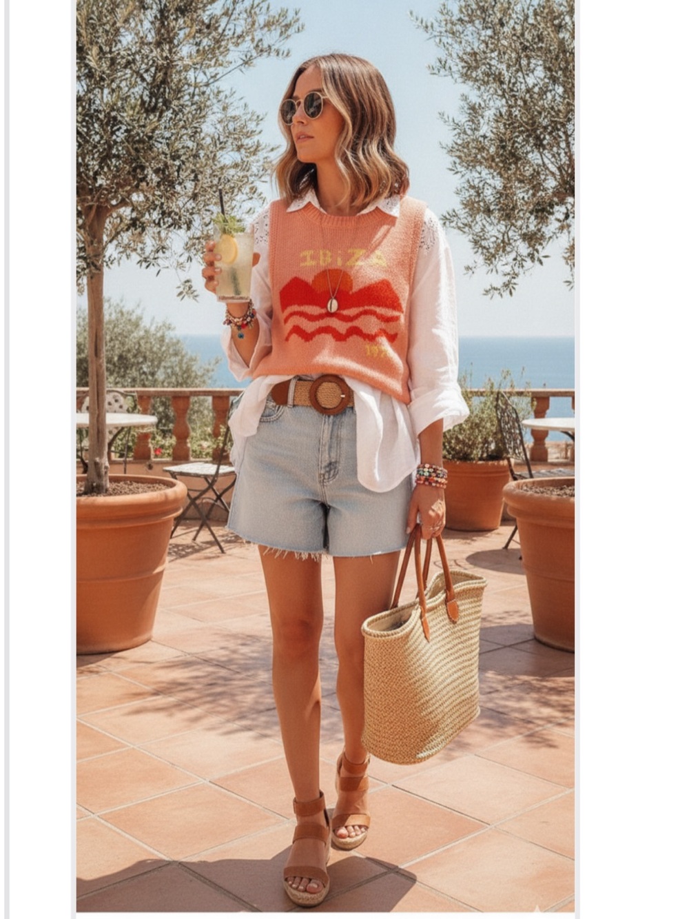 NWOT BDG Ibiza 1976 Peach Knit Vest | Retro Boho Coastal Cowgirl Cropped L
